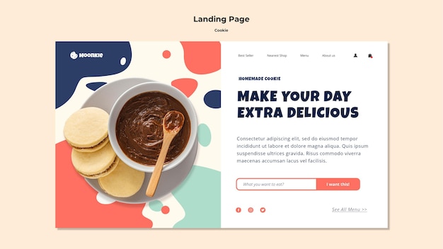 Landing page template with cookies
