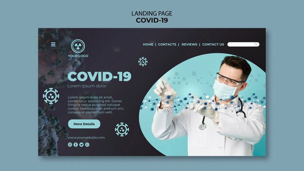 Landing page template with covid 19 theme