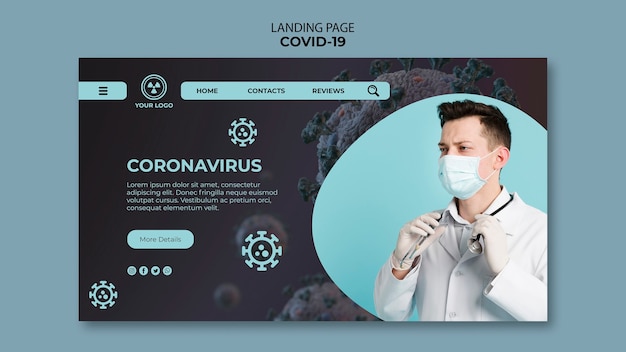 Free PSD landing page template with covid 19