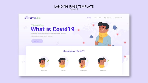 Free PSD landing page template with covid19