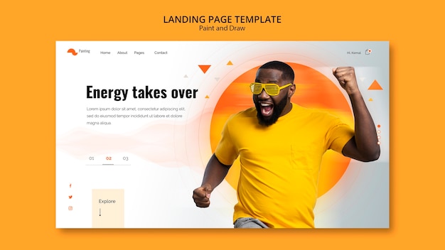 Free PSD landing page template with pain and draw