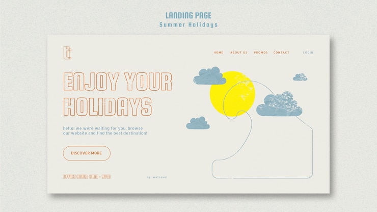 Free PSD landing page template with summer vacation