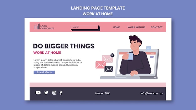 Free PSD landing page template for working from home