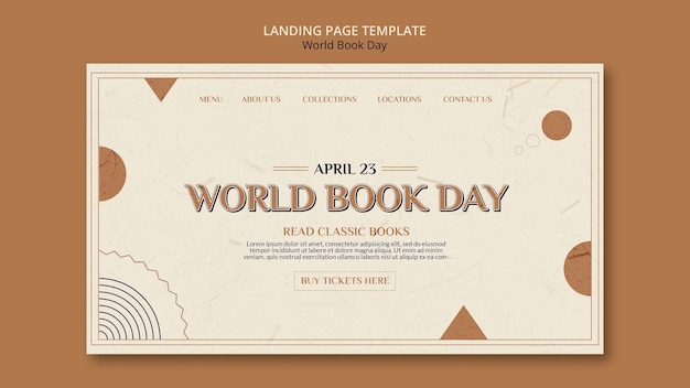 Free PSD landing page template for world book day celebration