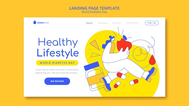 Landing page template for world diabetes day celebration