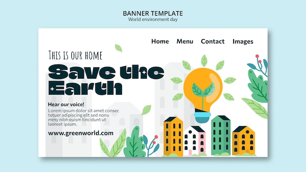 Free PSD landing page template for world environment day celebration