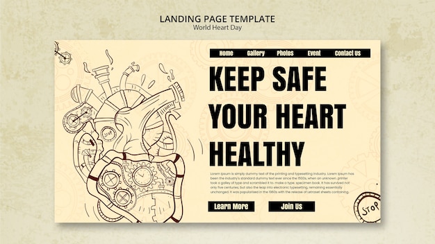 Landing page template for world heart day awareness