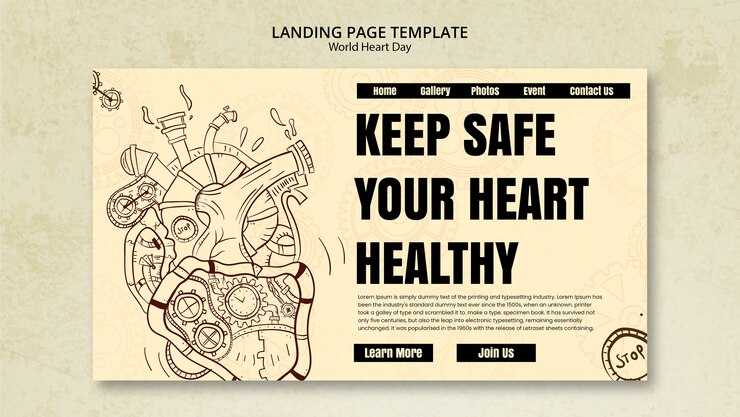 Free PSD landing page template for world heart day awareness