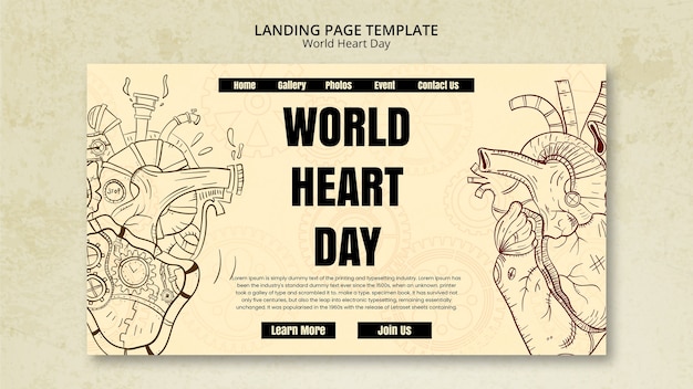 Landing page template for world heart day awareness