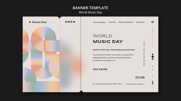 Free PSD landing page template for world music day celebration