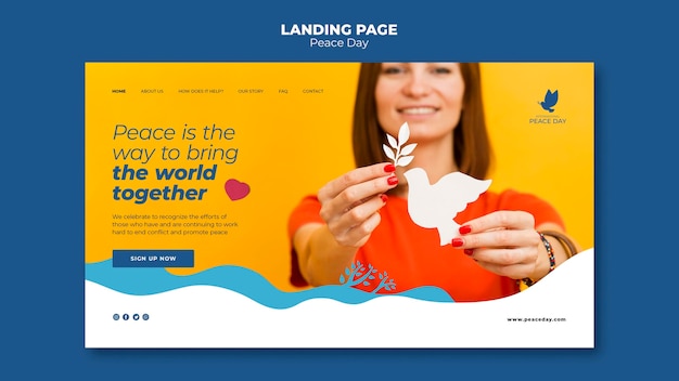 Free PSD landing page template for world peace day