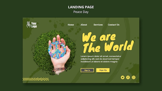 Free PSD landing page template for world peace day