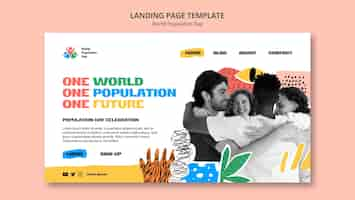 Free PSD landing page template for world population day celebration