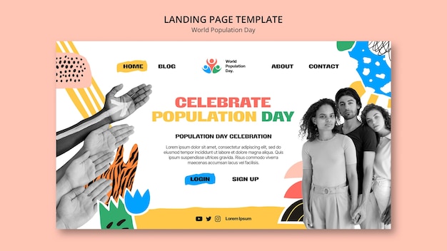 Landing page template for world population day celebration