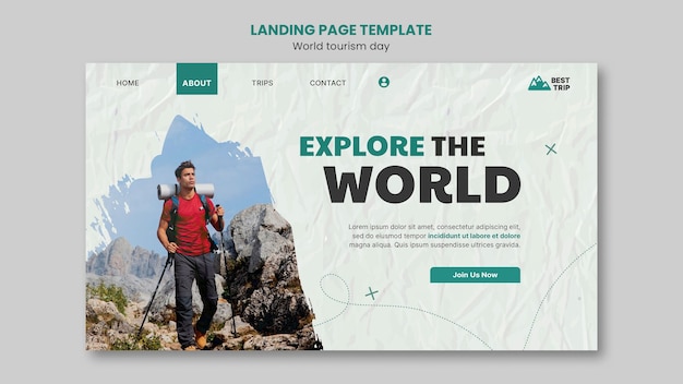 Free PSD landing page template for world tourism day