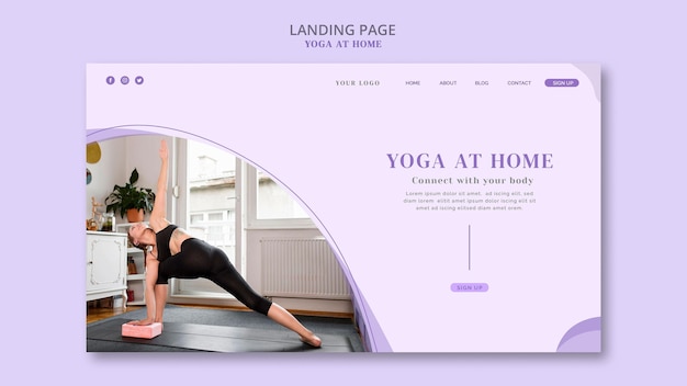 無料PSD ランディングページテンプレートyoga at home