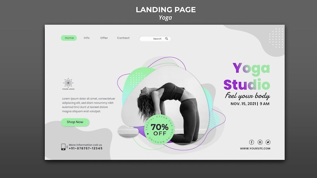 Free PSD landing page template for yoga lessons