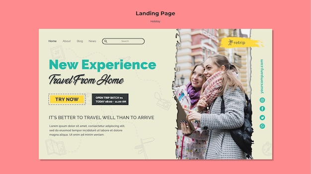 Free PSD landing page for virtual reality holiday trip