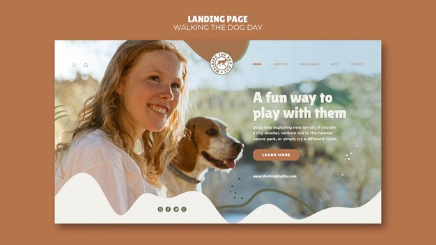 landing page walking the dog day template