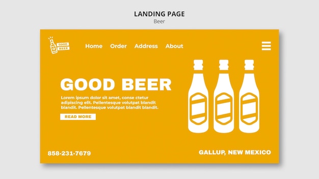 PSD gratuito modello web della pagina di destinazione per la birra