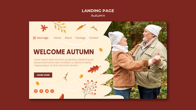 Free PSD landing page for welcoming the autumnal season