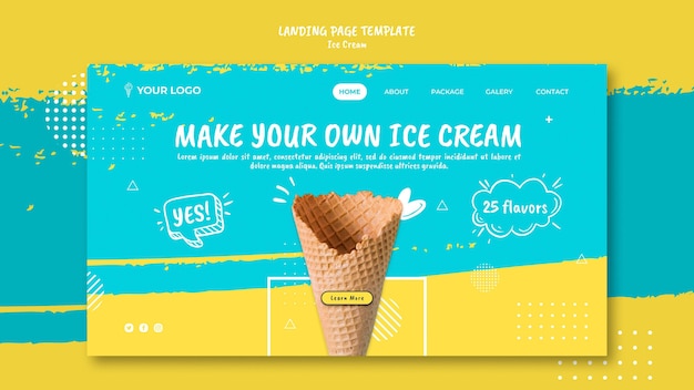 무료 PSD 아이스크림 테마가있는 방문 페이지