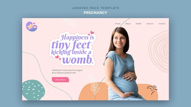 Landing page with pregnant woman