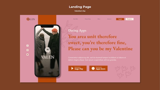 Free PSD landing page with romantic couple