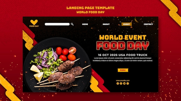 Бесплатный PSD Шаблон целевой страницы всемирного дня еды