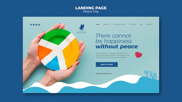 Free PSD landing page for world peace day