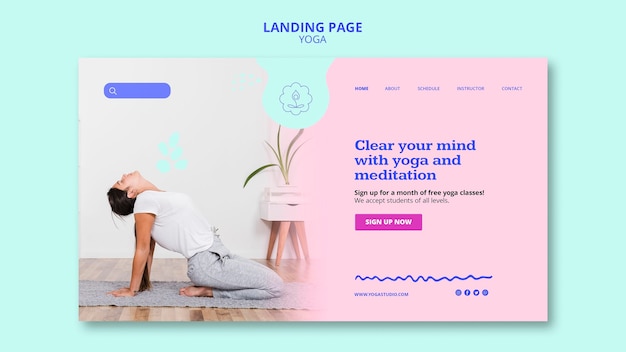 Free PSD landing page yoga ad template