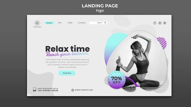 Free PSD landing page for yoga lessons