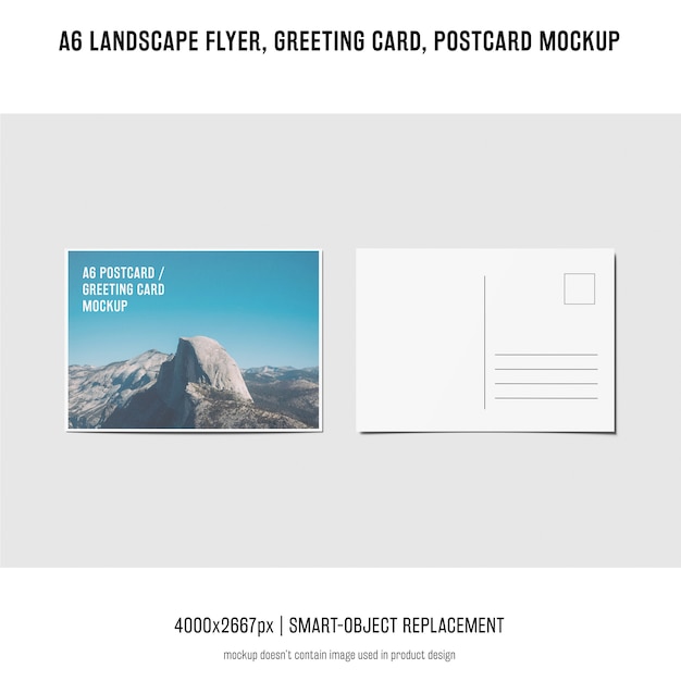 PSD gratuito landscape flyer, postcard, greeting card mockup