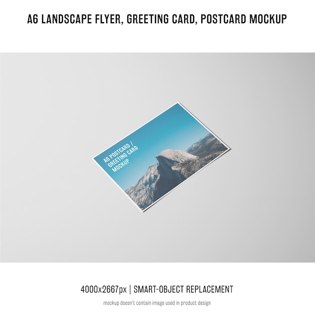 Free PSD landscape flyer, postcard, greeting card mockup