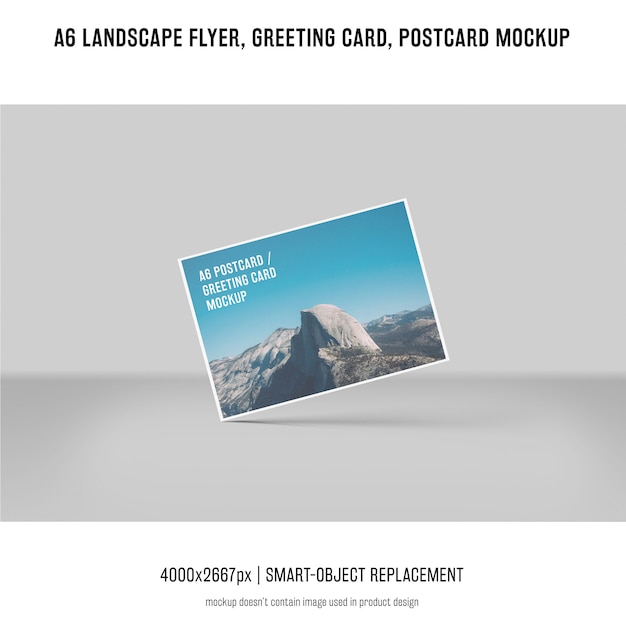 PSD gratuito landscape flyer, postcard, greeting card mockup