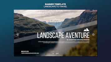 Free PSD landscape for travel concept banner template