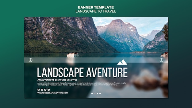 Free PSD landscape for travel concept banner template