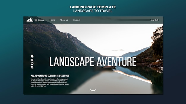 Landscape for travel concept landing page template