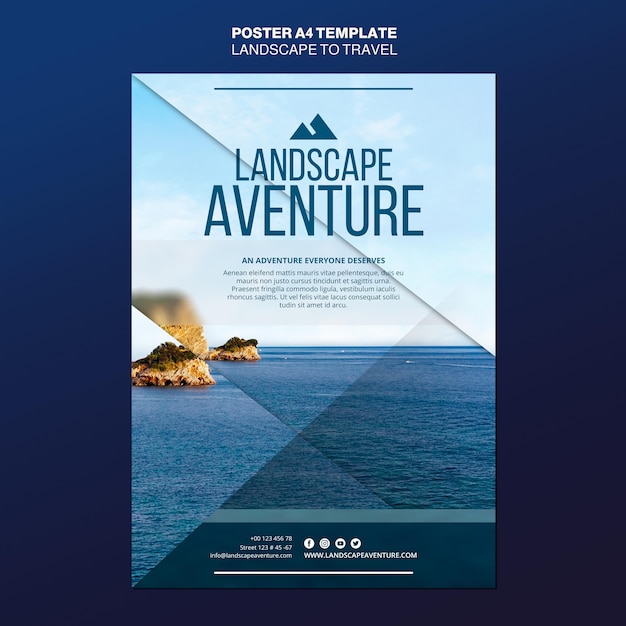 Free PSD landscape for travel concept poster template