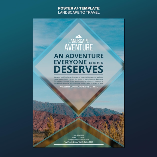 Landscape Travel Concept Poster Template with Free PSD Download