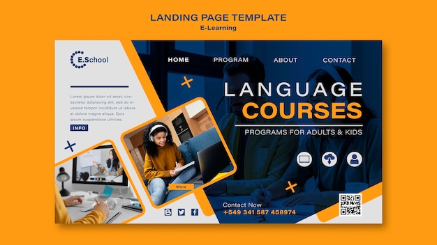 Language courses landing page template