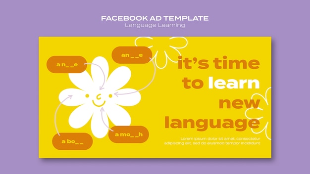 Free PSD language learning classes social media promo template