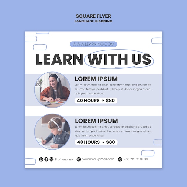 Free PSD language learning design template