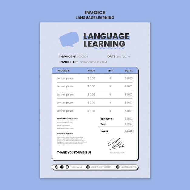 Free PSD language learning design template