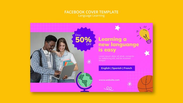 Language learning facebook cover