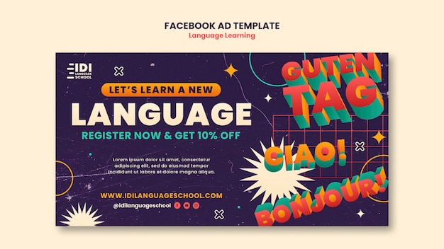 Free PSD language learning facebook template