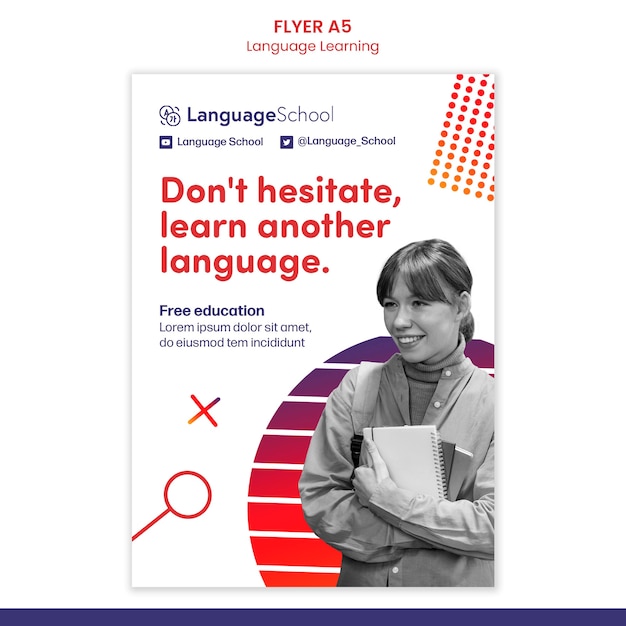 Language learning flyer template
