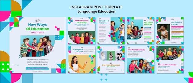 PSD gratuito post di instagram per l'apprendimento delle lingue