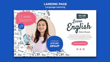 Free PSD language learning landing page design template