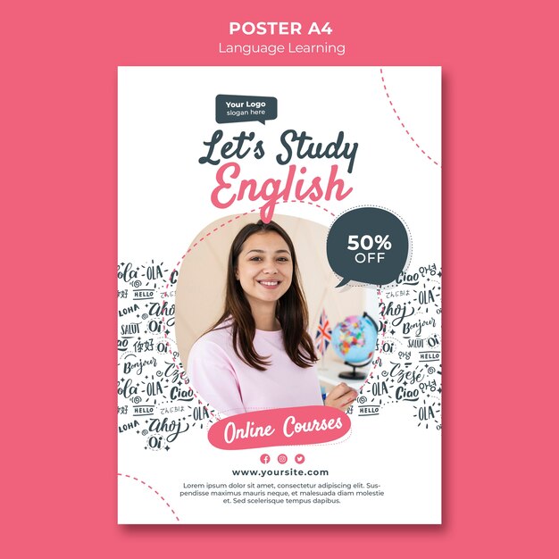 Language learning poster template